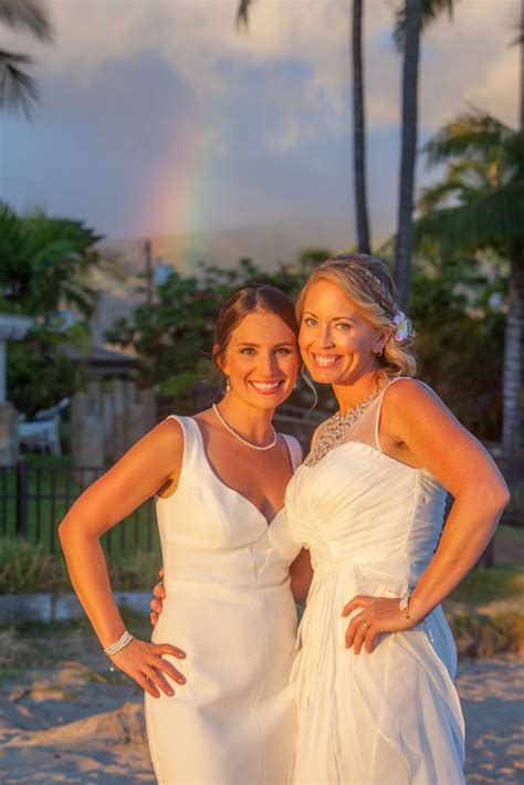 Lesbian Beach Wedding Photos Rainbow Rific Married Samesex Marriage Rainbow Lesbian Beach