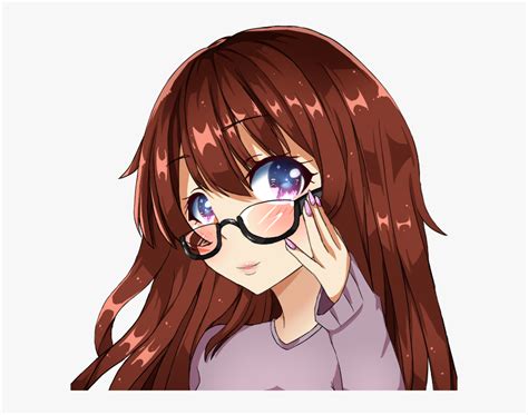 Anime Girl With Brown Hair And Glasses Hd Png Download Transparent