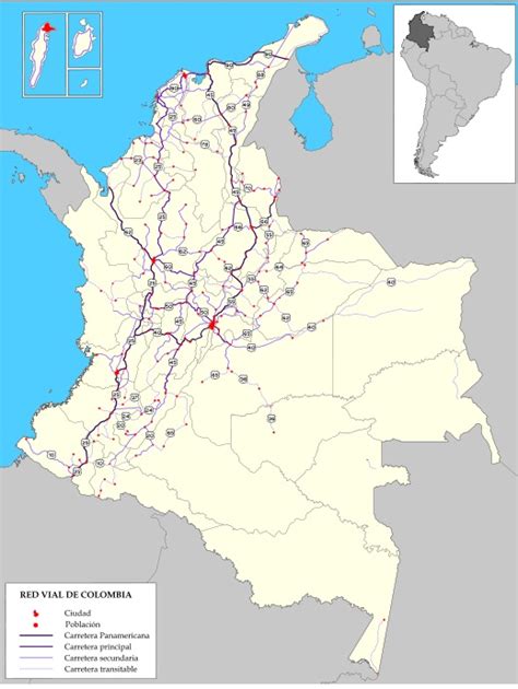 Mapa Carreteras De Colombia