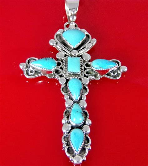 Sterling Silver Turquoise Cross Pendant P By Thejewelrymenders