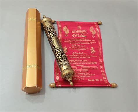 royal and exclusive scroll wedding invitation card in satin fabric 15lpagsk jimit card