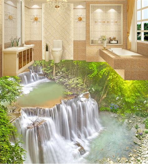 3d Waterfalls Landscape Floor Mural Non Slip Waterproof And Removable