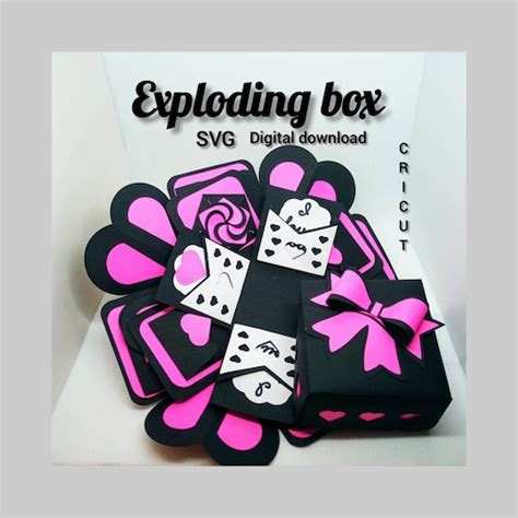 Svg Exploding Box Explosion Heart Card Valentines Day Etsy
