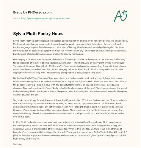 Sylvia Plath Poetry Notes