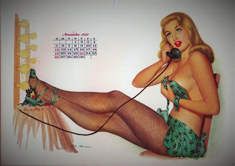 1950 NOVEMBER Calendar Page From Esquire Girl Calendar Pinup