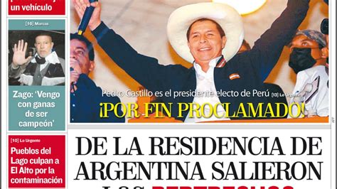 Martes 20 De Julio De 2021 Titulares Periódicos Bolivia Castillo
