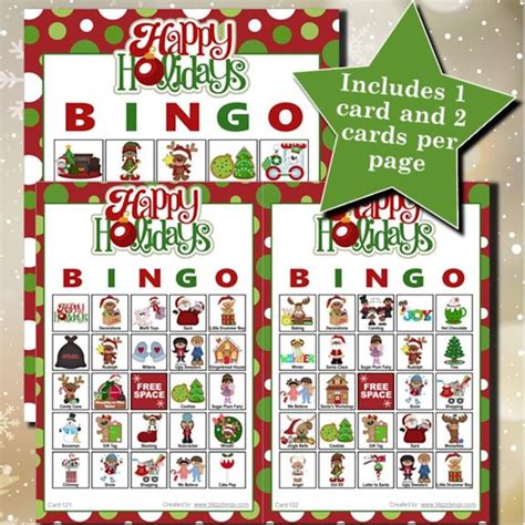Happy Holidays 5x5 Bingo 60 Cards Printable Pdfs Jpegs Etsy