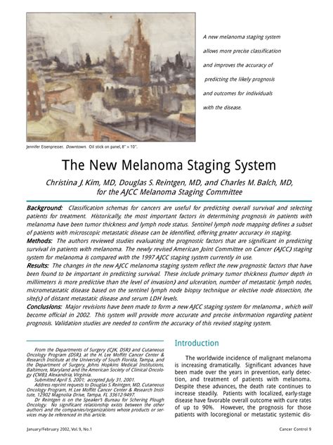 The american joint committee on cancer (ajcc) has designated staging by tnm (tumor, node, metastasis) classification to define melanoma.1. (PDF) AJCC Melanoma Staging Committee. The new melanoma ...