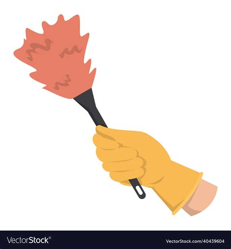 Hand In Glove Holding Feather Duster Isolated Vector Image