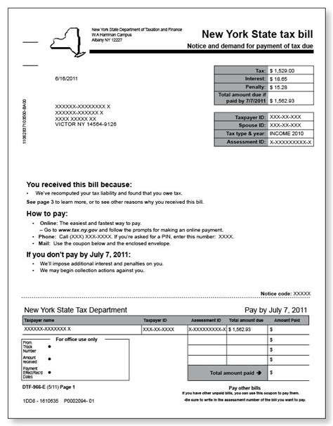 New York State Tax Bill Sample 2