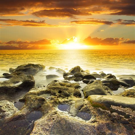 3840x3840 Rocky Beach 4k Desktop Best Wallpaper Nature Posters Sunset Nature Sunset