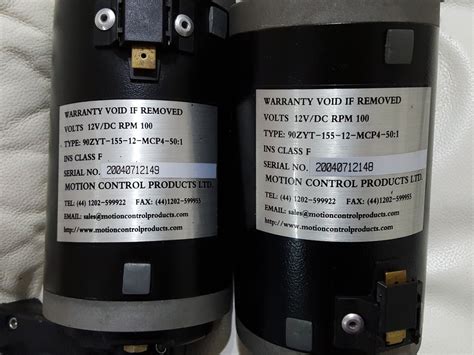 Pair Of 12v Dc Motor 90zyt 155 12 Mcp4 250w 5000 Rpm With Gearboxes