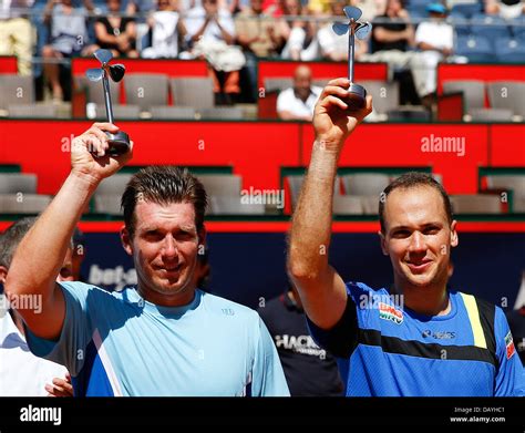 Bruno Soares From Brazil R And Alexander Peya From Austria Present Their 2nd Place Trophies