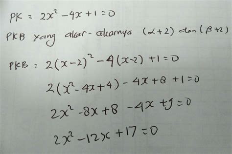 Akar Akar Persamaan Kuadrat 2x Pangkat 2 Dikurangi X Dikurangi 1 0 Adalah
