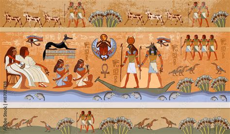 Obraz Scena Starożytnego Egiptu Mitologia Egipscy Bogowie I