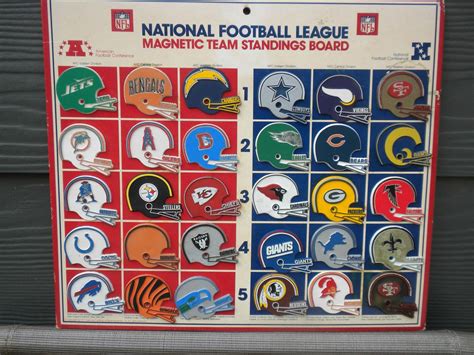 1970s Nfl Football Magnetic Standings Board With All 28 Team Helmet