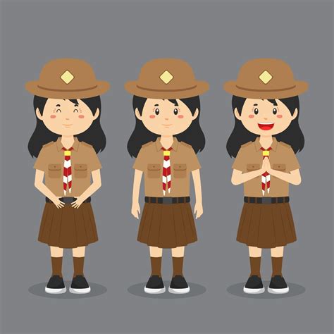 Indonesian Pramuka Character With Expression Vector Art At Vecteezy