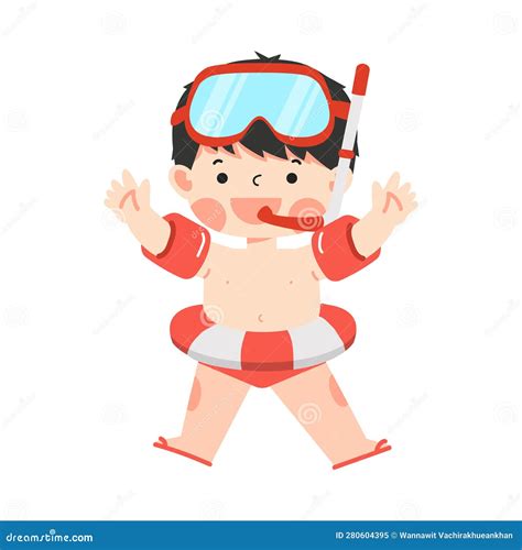 Boy Swim With Inflatable Armbands Stock Vector Illustration Of