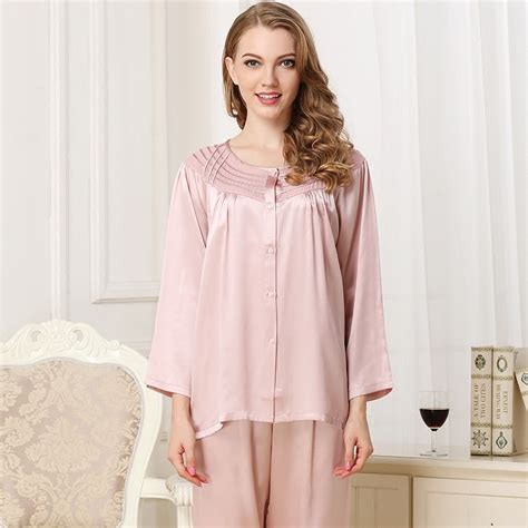 Fashion Elegant 100 Silk Pajama Sets Womens 19 Momme O Neck Short Sleeve Solid Color Noble