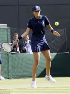 Smash And Volley One Ballgirl Provides Landing Mat For Ft In Tennis Star While Another Enjoys