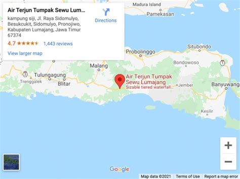 Tumpak Sewu Waterfall Map