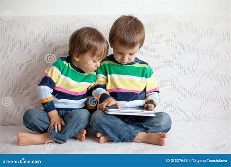 Portrait Of Two Boys Stock Image Image Of Cheerful Green 37527665