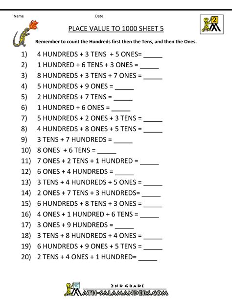 place value millions worksheets