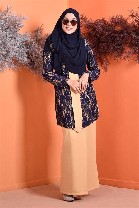 Baju Kebarung Lace Marissa Custard Yellow Muslimahclothing