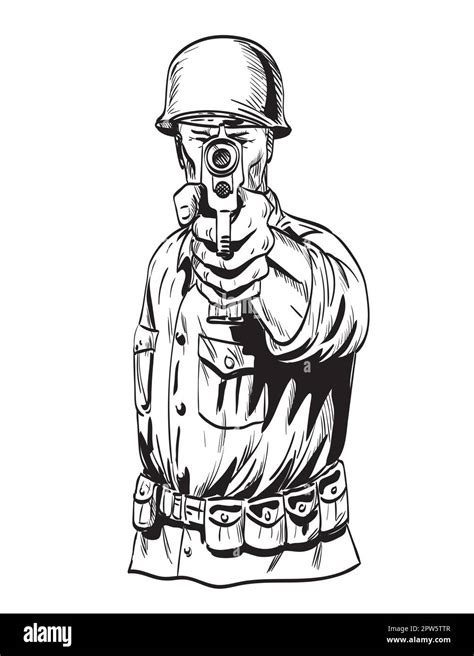 Dibujo De Estilo Cómics O Ilustración De Un Soldado Gi Estadounidense