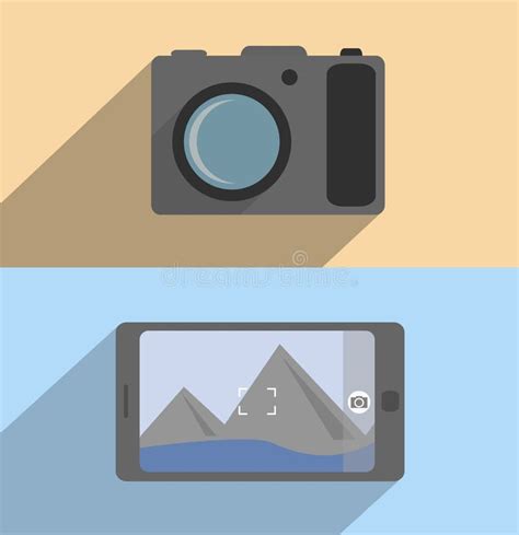Flat Concept Camera And Mobile Phone Stock Vector Illustration Of
