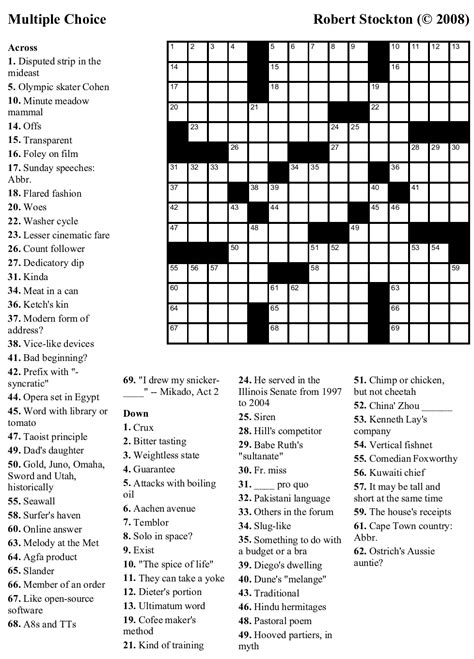 Crossword puzzles stimulate the mind by getting you to answer clues and enhance your vocabulary. Free Printable Crossword Puzzles Medium Difficulty | Free ...