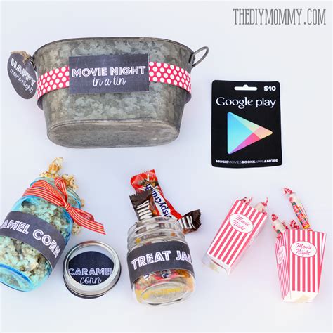 Movie date night ideas for gift basket. A Gift In a Tin: Movie Night in a Tin | The DIY Mommy