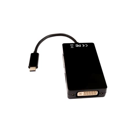 V7 Black Video Adapter USB-C Male to VGA Female, DVI Female, HDMI Female