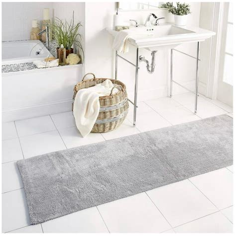 Luxury Soft Cotton Floor Cover Plush Solid Gray Bath Runner Rug 2x6