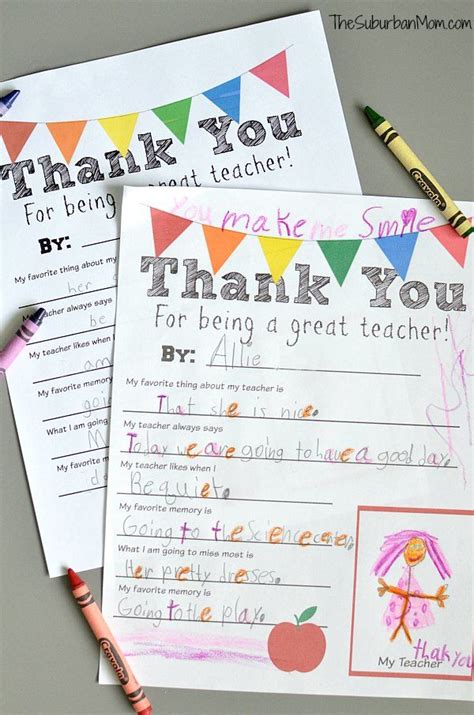 Two Thank You Notes With Crayons And Pencils