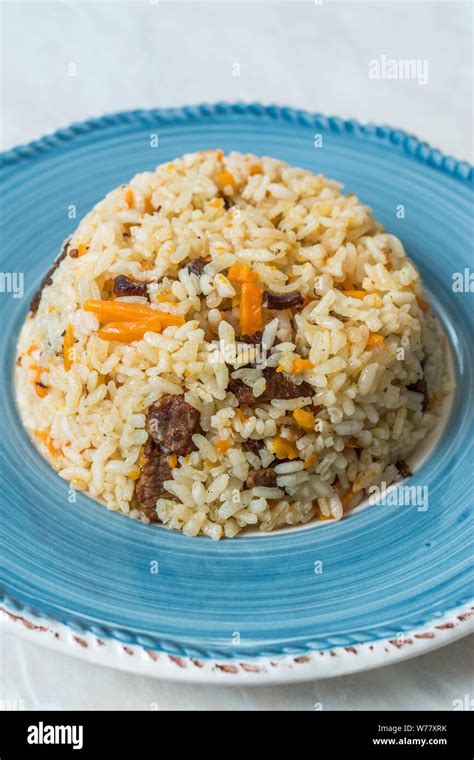 Uzbek Pilaf Rice With Meat Carrot And Onion Pilav Traditional Food