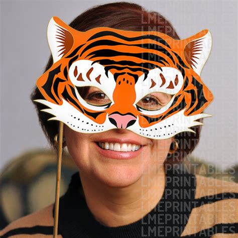 Tiger Mask Printable Animal Masks Childrens Party Pdf Costume Etsy