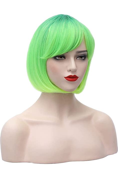 Wigs With Bangs Hairstyles With Bangs Straight Hairstyles Fashion Hairstyles Green Wig