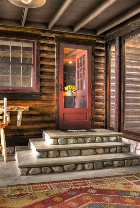 Our creative projects for house numbers, welcome mats, mailboxes, and more bring personality to your front stoop. Great front porch step design. | Porch steps, Rustic house