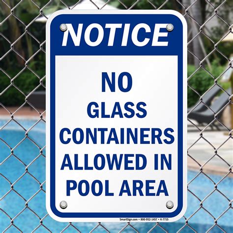 Notice No Glass Containers Allowed In Pool Area Sign Sku K 7715