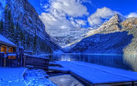 Download Wallpapers Lake Louise 4k Winter Hdr Banff