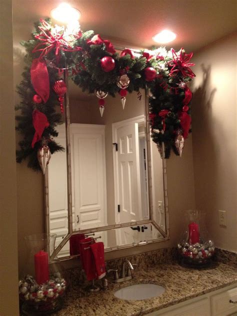 Christmas Garland Around The Bathroom Mirror Christmas Garland