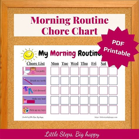 Printable Morning Routine Chart For Kids Chore List With Etsy