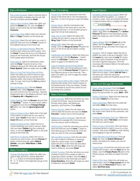 Excel Cheat Sheet 2021 FREE PDF CustomGuide THƯ VIỆN MỚI