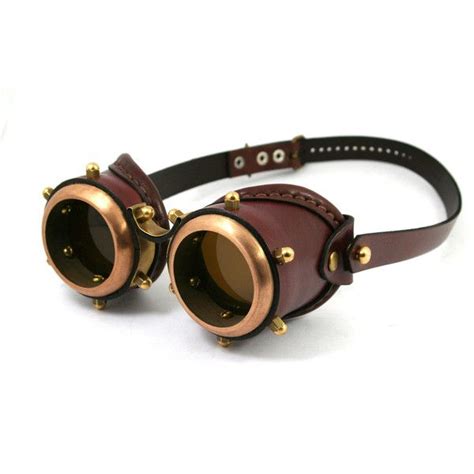 steampunk goggles made of solid brass brown leather assault design no liked on polyvore