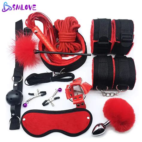 Pcs Set PU Leather Erotic Handcuffs Ankle Cuff Restraints With Whip BDSM Bondage Slave Sex Toys
