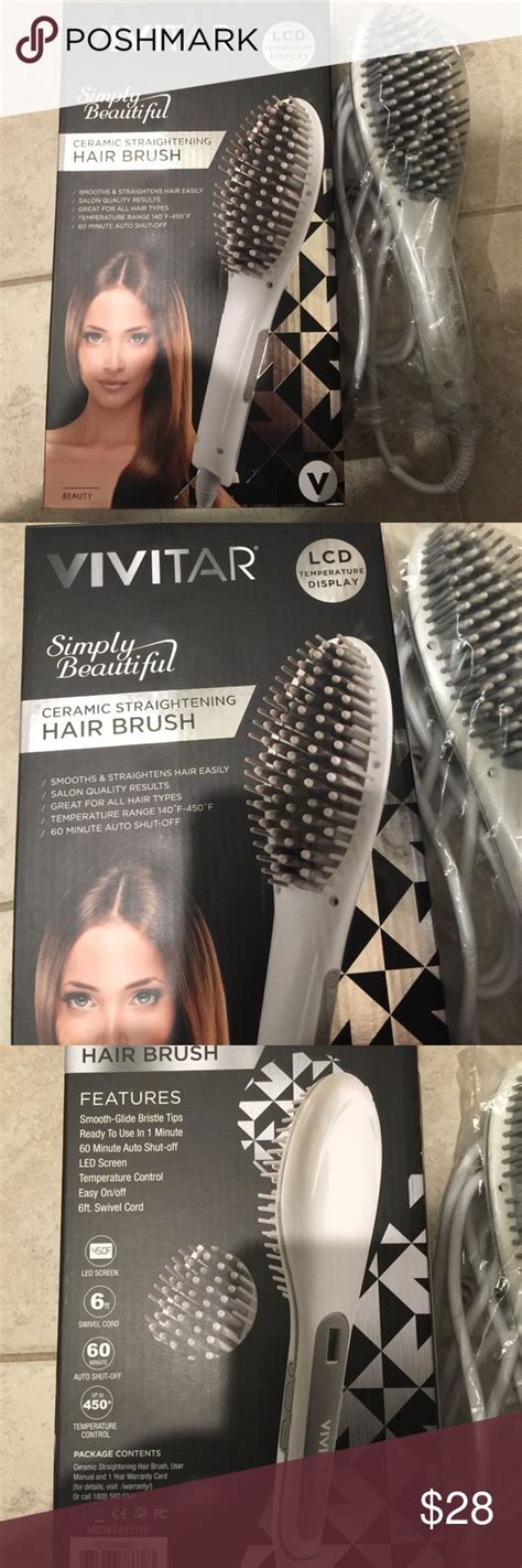 Vivitar Ceramic Straightening Hair Brush White Hair Brush