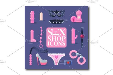 Sex Shop Vector Logo Set Creative Illustrator Templates ~ Creative Market