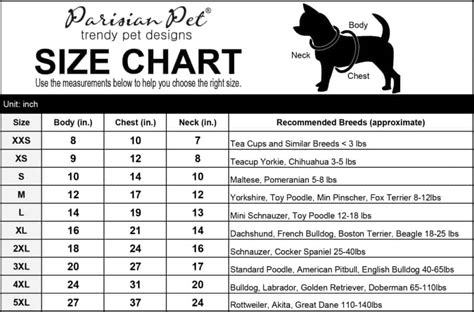 Animal Clothing Size Chart Business Hjk