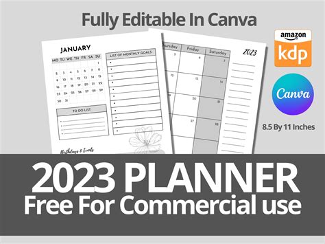 2023 Fully Editable Canva Planner Graphic By Skalling Dygital